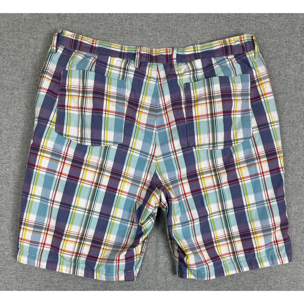 Tommy Bahama Reversible Shorts Mens 34 9" Inseam Multicolor Plaid Grey Stripe - Picture 2 of 14